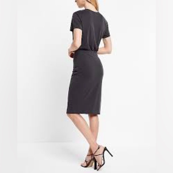 NWT! Express Silky Sueded Jersey Ruched T Shirt Midi Dress in Petite Medium - Picture 10 of 13